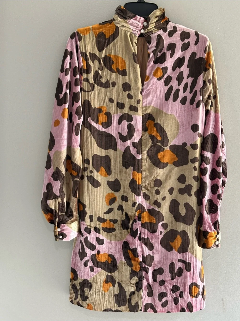 Anthropologie Multicolor Leopard-Print High-Neck Mini Dress - Picture 5 of 12